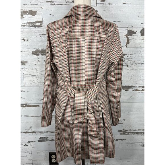 CABI Sherlock Houndstooth Plaid Trench Coat Sz M Style #3734 NWOT - Picture 5 of 8
